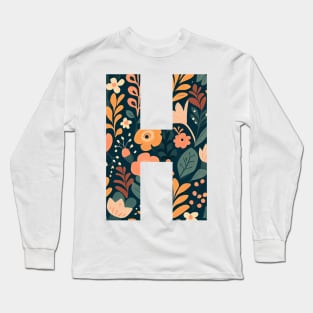 Whimsical Floral Letter H Long Sleeve T-Shirt